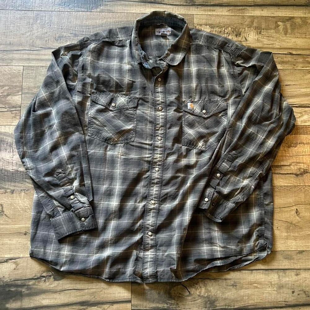 Carhartt Men's Brown and Grey Shirt